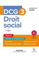 Dcg 3 : droit social  -  manuel (edition 2022/2023)