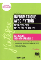 Informatique avec python  -  mpsi-pcsi-ptsi-mp-pc-psi-pt-tsi-tpc  -  exercices incontournables