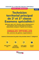 Technicien territorial principal de 2e et 1re classes 2023 specialites i : categorie b