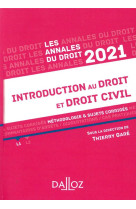 Introduction au droit et droit civil  -  methodologie et sujets corriges (edition 2021)