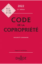 Code de la copropriete 2022, annote et commente. 31e ed.