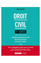 Droit civil 1re annee - introduction generale au droit - droit des personnes - droit de la famille