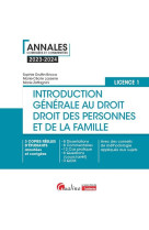 Introduction generale au droit et droit des personnes et de la famille - l1 - 3 copies reelles d'etu