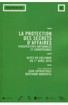 La protection de secrets d'affaires  -  perspectives nationales et europeennes