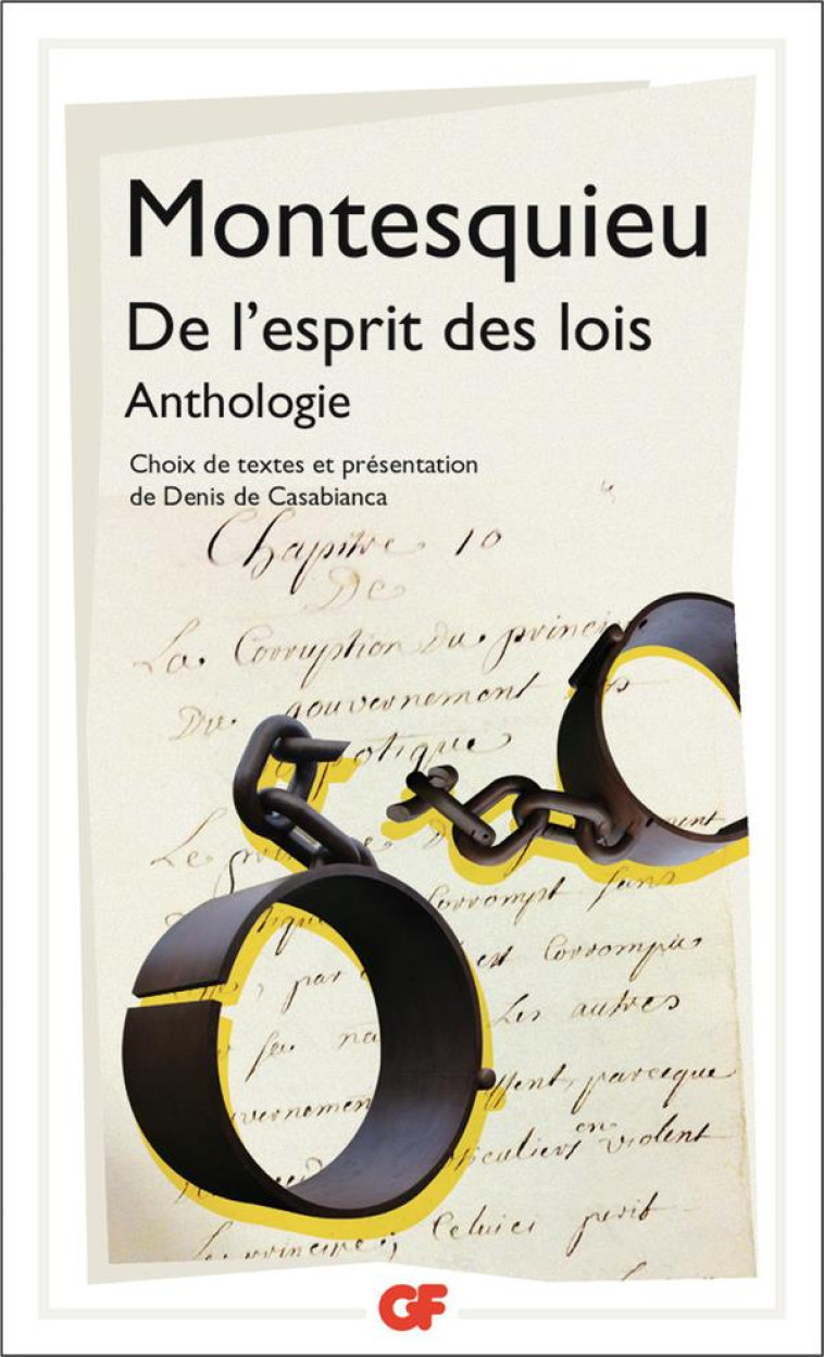 DE L'ESPRIT DES LOIS  -  ANTHOLOGIE - MONTESQUIEU - FLAMMARION