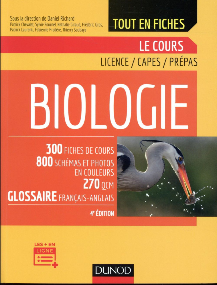 BIOLOGIE  -  TOUT LE COURS EN FICHES (4E EDITION) - RICHARD/CHEVALET - DUNOD