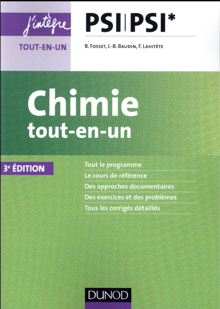 CHIMIE TOUT-EN-UN PSI-PSI* - 3ED (3E EDITION) - FOSSET/BAUDIN - Dunod