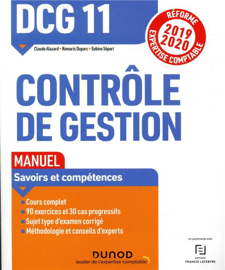 DCG 11  -  CONTROLE DE GESTION  -  MANUEL (EDITION 2019/2020) - ALAZARD/DUPARC - DUNOD