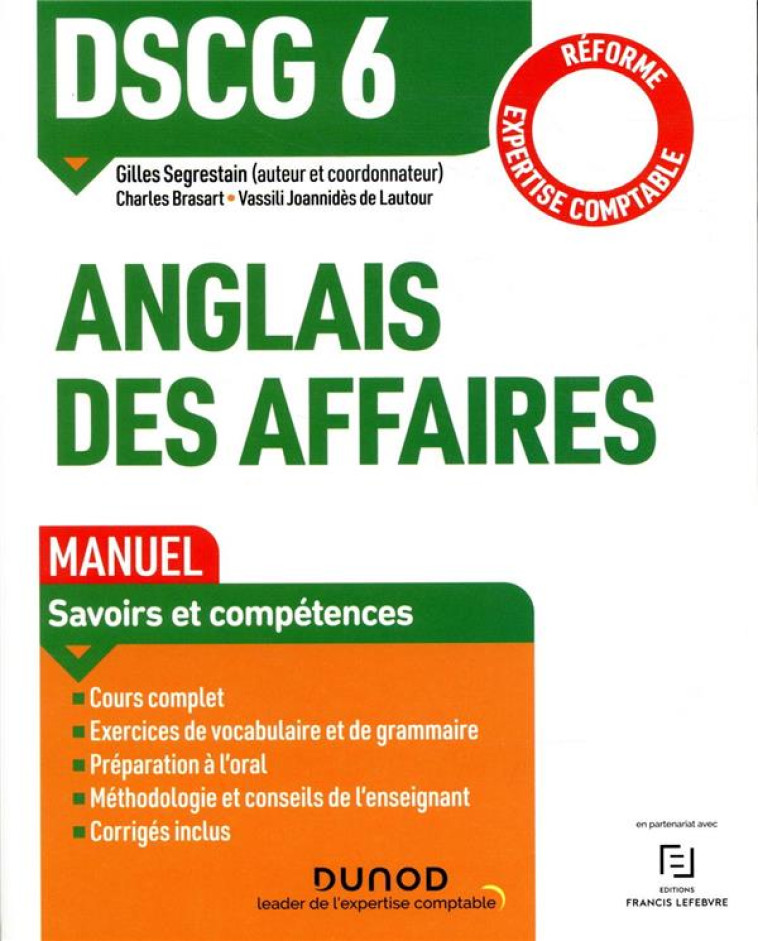 DSCG 6  -  ANGLAIS DES AFFAIRES  -  MANUEL  -  SAVOIRS ET COMPETENCES (EDITION 2019/2020) - SEGRESTAIN/BRASART - DUNOD