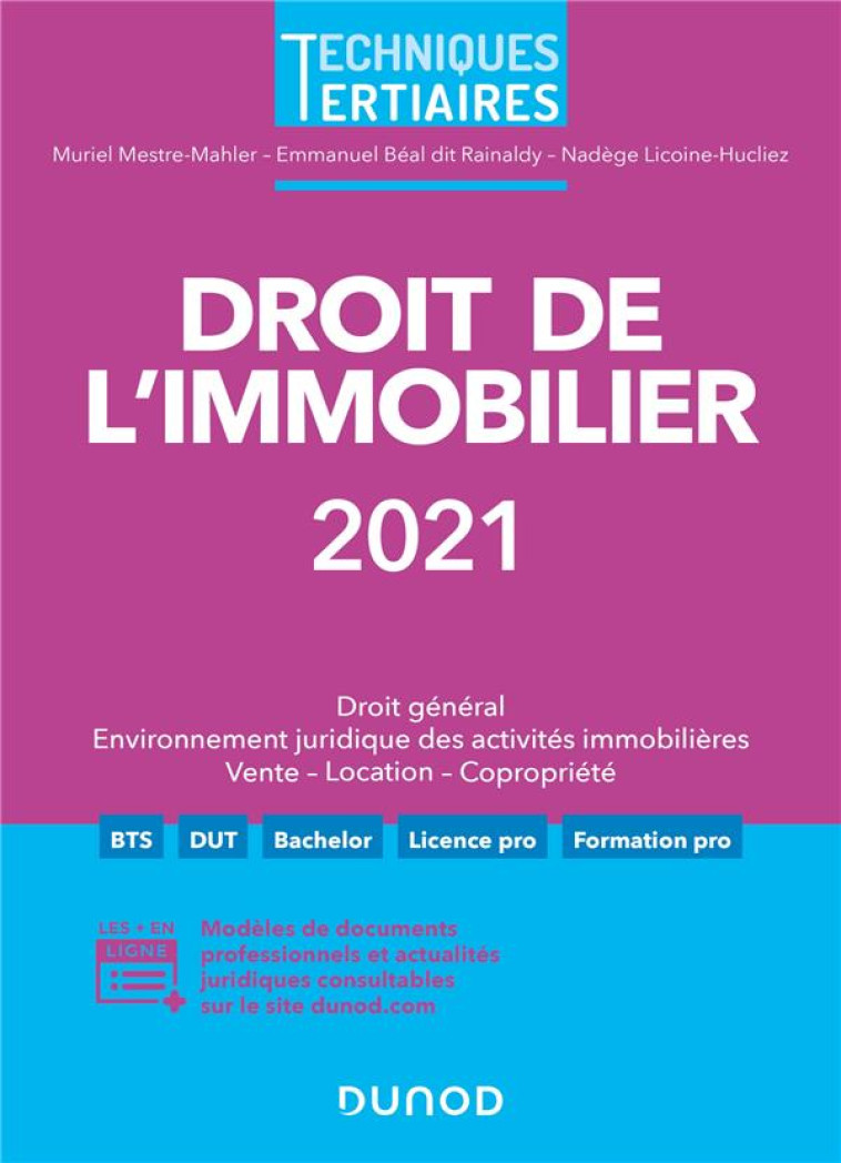 DROIT DE L'IMMOBILIER (EDITION 2021) - MESTRE MAHLER - DUNOD