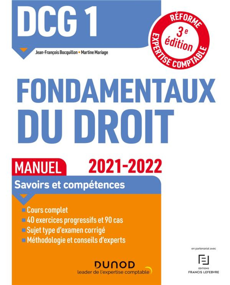 DCG 1 : FONDAMENTAUX DU DROIT  -  MANUEL (EDITION 2021/2022) - BOCQUILLON/MARIAGE - DUNOD