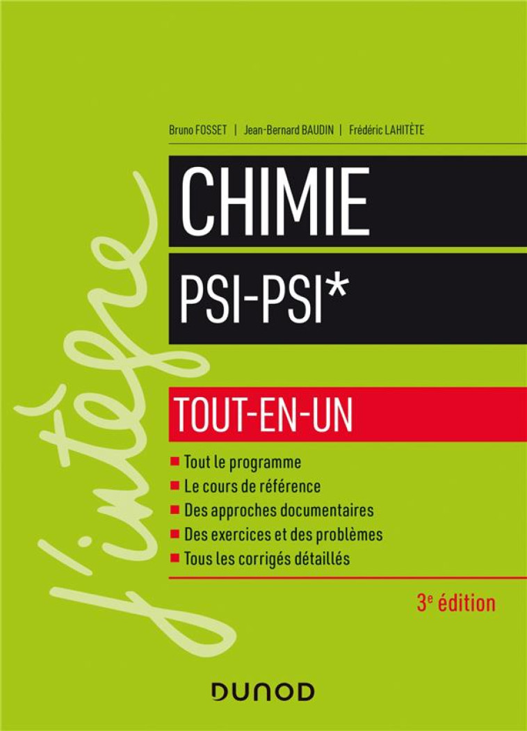 CHIMIE PSI-PSI*  -  TOUT-EN-UN (3E EDITION) - FOSSET/BAUDIN - DUNOD