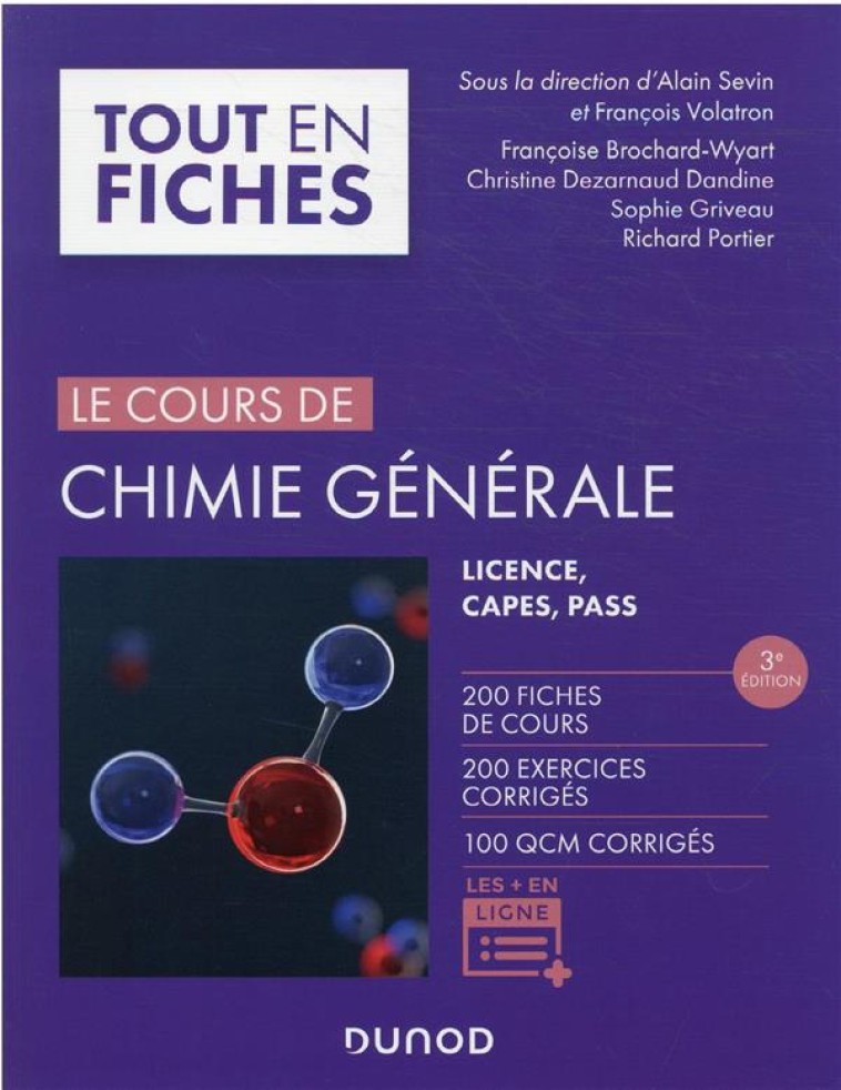 LE COURS DE CHIMIE GENERALE (3E EDITION) - SEVIN/BROCHARD-WYART - DUNOD