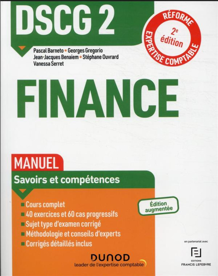 DSCG 2 : FINANCE  -  MANUEL (2E EDITION) - BARNETO/GREGORIO - DUNOD