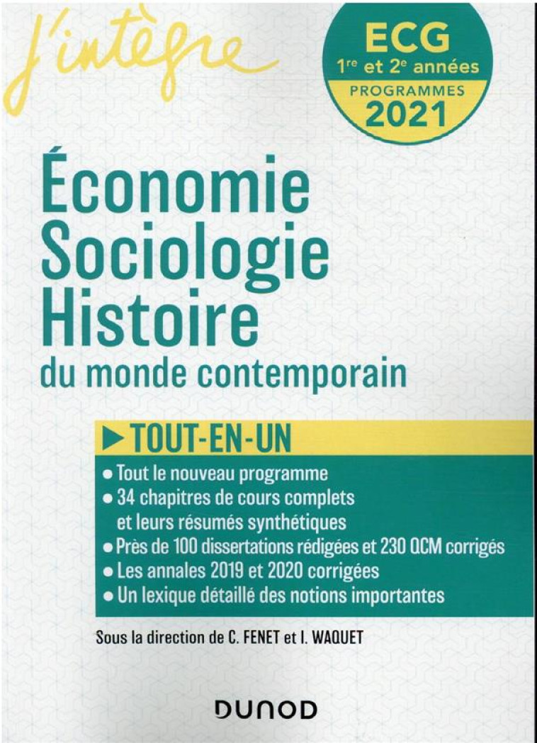 ECG 1 ET 2 : ECONOMIE, SOCIOLOGIE, HISTOIRE DU MONDE CONTEMPORAIN  -  TOUT-EN-UN (EDITION 2021/2022) - FENET/PALLUD/PLIHON - DUNOD