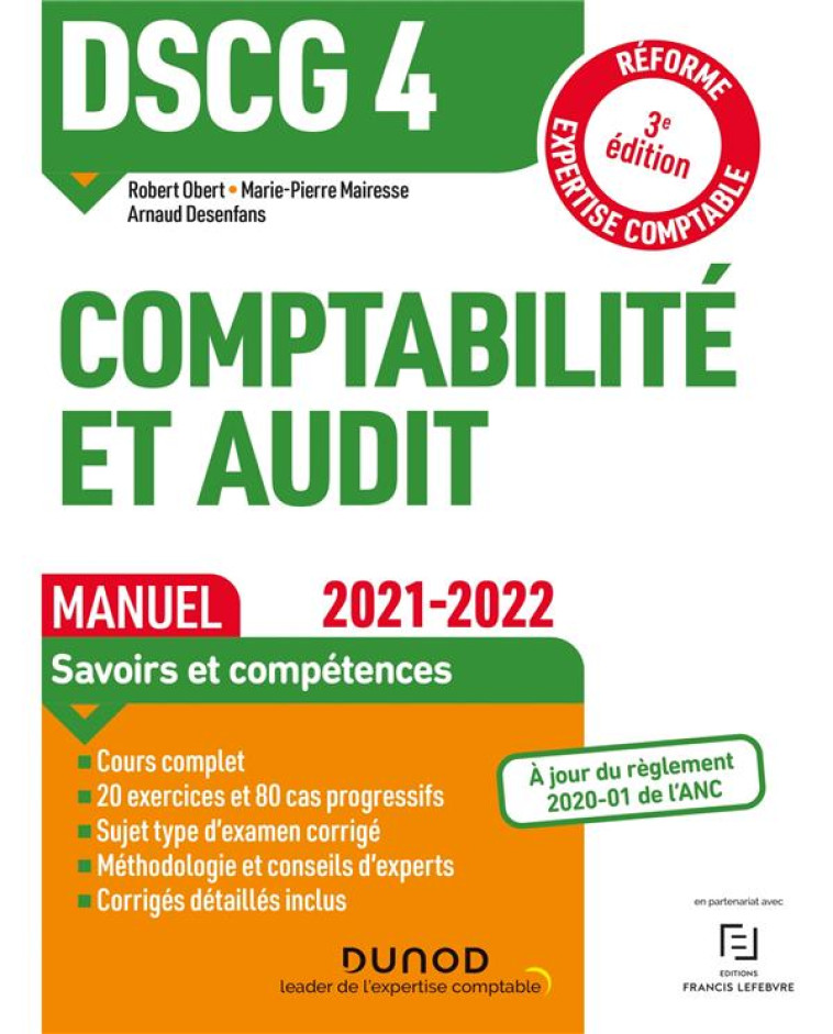 DSCG 4 : COMPTABILITE ET AUDIT  -  MANUEL (EDITION 2021/2022) - OBERT/MAIRESSE - DUNOD