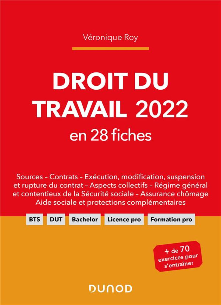 DROIT DU TRAVAIL EN 28 FICHES (EDITION 2022) - ROY VERONIQUE - DUNOD