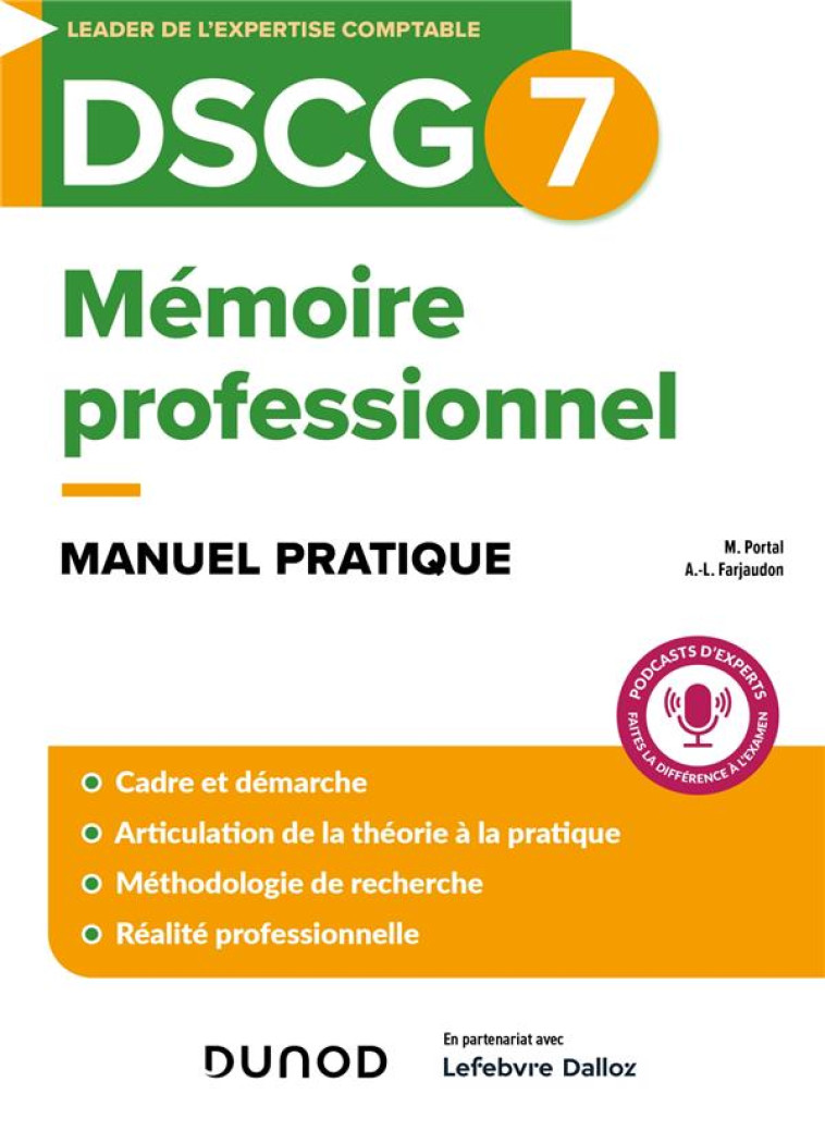 DSCG 7 - MEMOIRE PROFESSIONNEL - MANUEL PRATIQUE - PORTAL/FARJAUDON - DUNOD