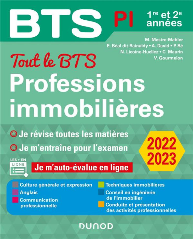 TOUT LE BTS PROFESSIONS IMMOBILIERES - 2022-2023 - 1RE ET 2E ANNEES - MESTRE MAHLER/DAVID - DUNOD