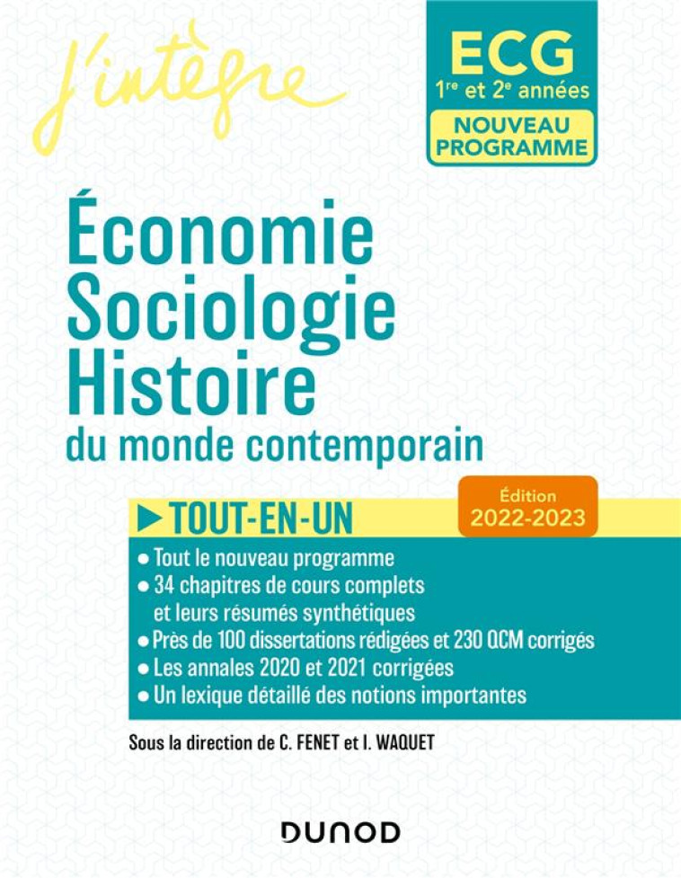 ECG 1 ET ECG 2 -  ECONOMIE, SOCIOLOGIE, HISTOIRE DU MONDE CONTEMPORAIN 2022-2023 - TOUT-EN-UN - FENET/PALLUD/PLIHON - DUNOD