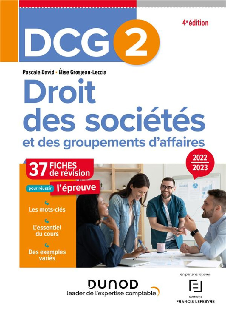 DCG 2 DROIT DES SOCIETES ET DES GROUPEMENTS D'AFFAIRES - FICHES DE REVISION 2022/2023 - DAVID - DUNOD