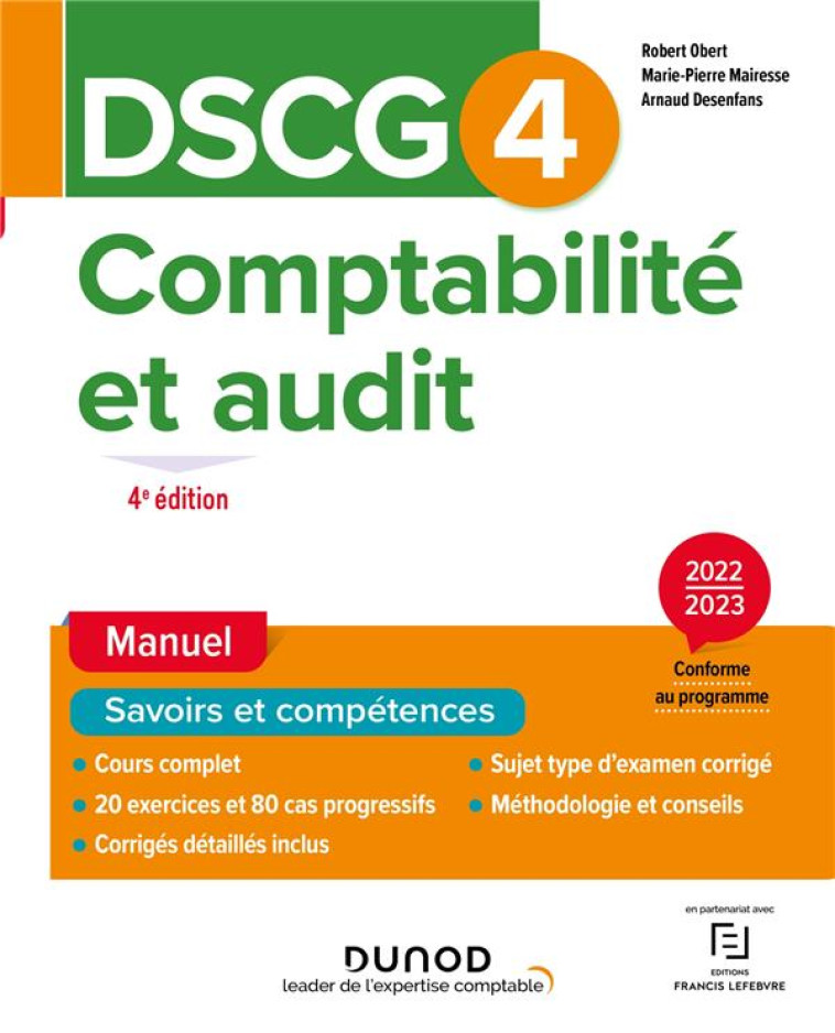 DSCG 4 COMPTABILITE ET AUDIT - MANUEL 2022/2023 - OBERT/MAIRESSE - DUNOD