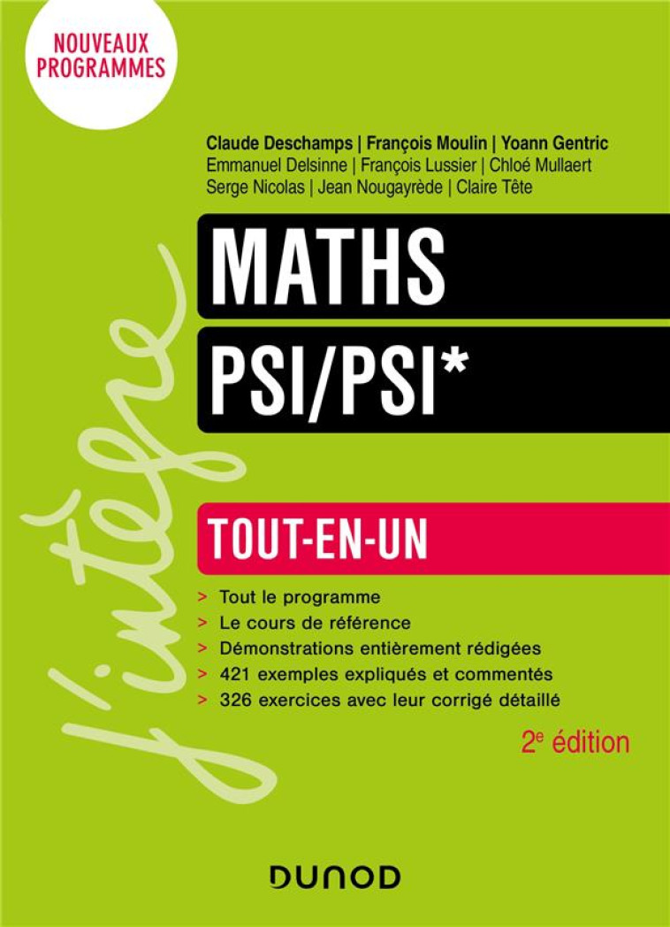 MATHEMATIQUES  -  PSI/PSI*  -  TOUT-EN-UN - DESCHAMPS/MOULIN - DUNOD