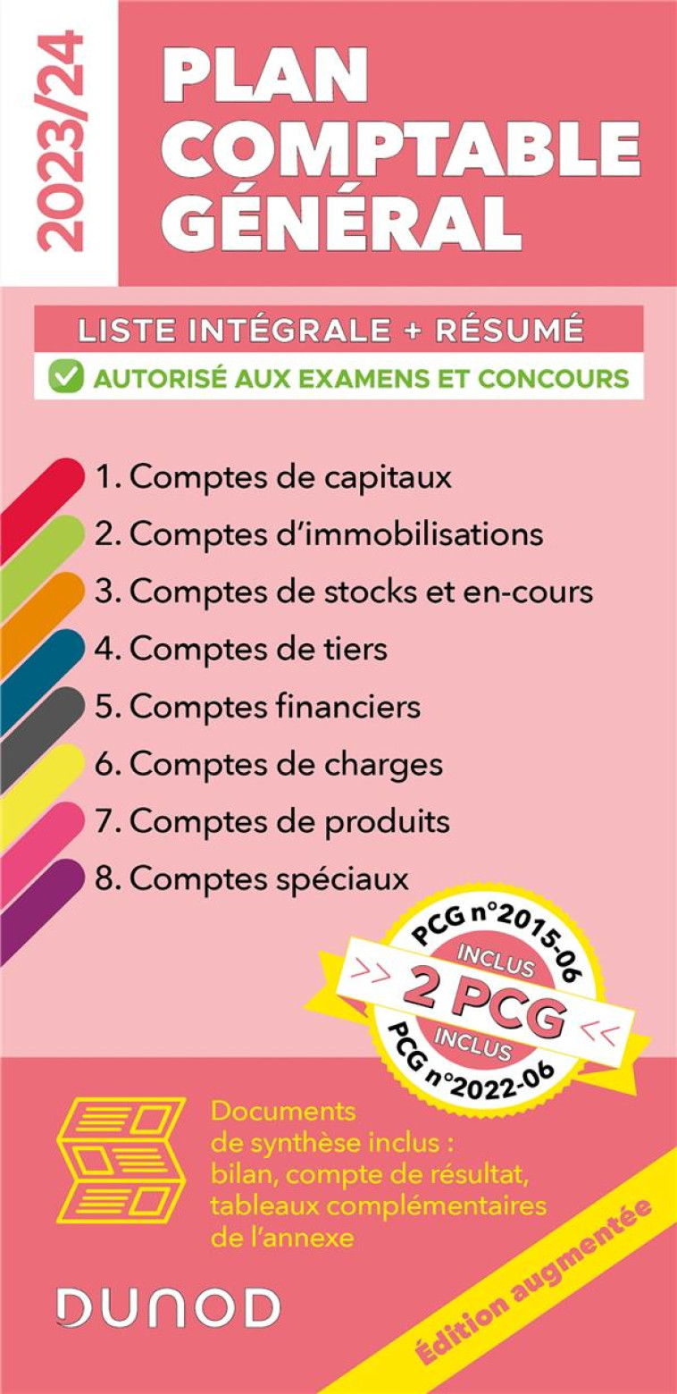 PLAN COMPTABLE GENERAL : LISTE INTEGRALE DES COMPTES + LE RESUME DU PLAN DE COMPTES (EDITION 2023/2024) - DISLE CHARLOTTE - DUNOD