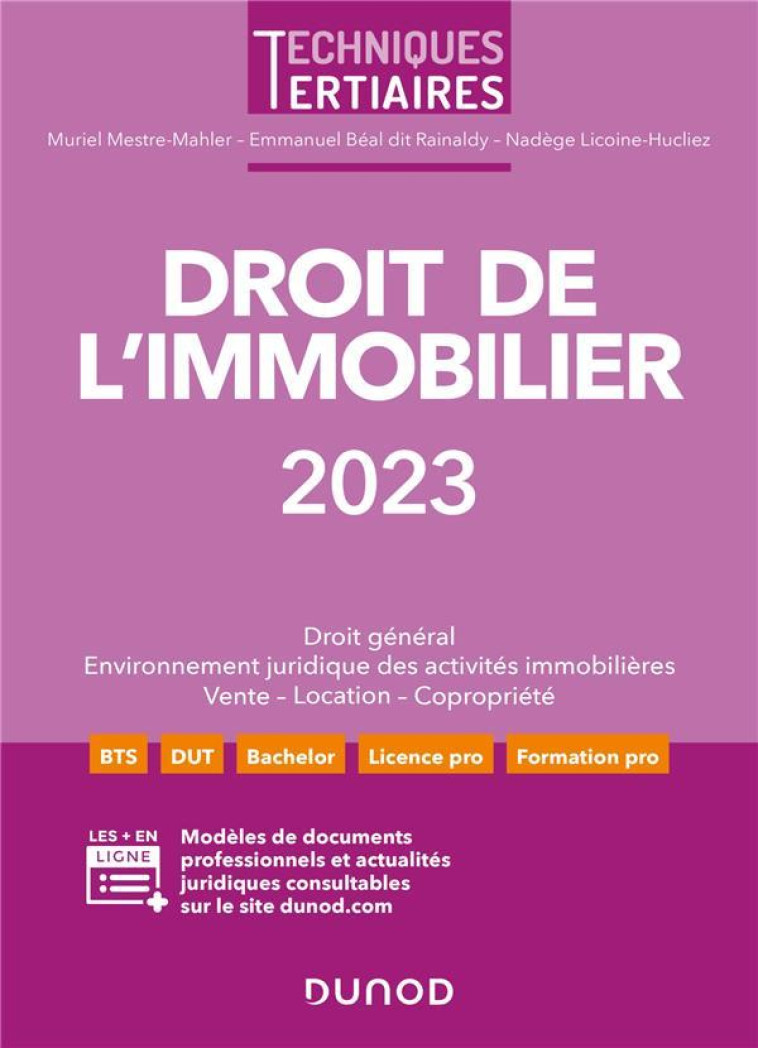 DROIT DE L'IMMOBILIER 2023 - MESTRE MAHLER - DUNOD