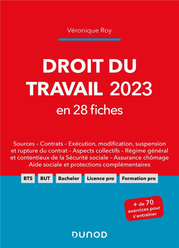 DROIT DU TRAVAIL 2023 EN 28 FICHES - ROY VERONIQUE - DUNOD