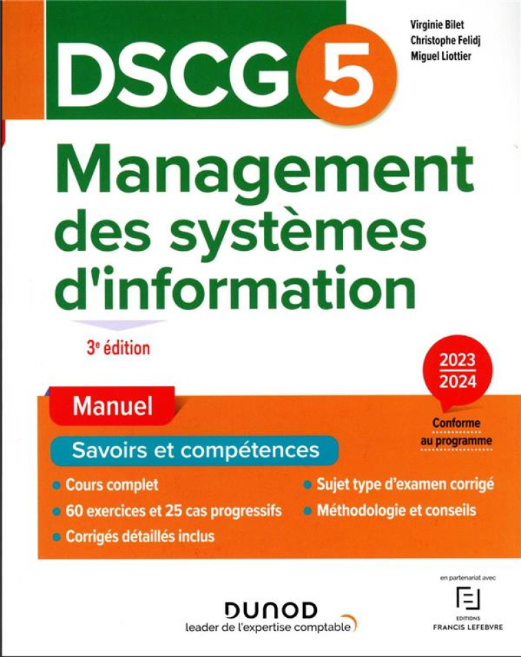 DSCG 5 : MANAGEMENT DES SYSTEMES D'INFORMATION  -  MANUEL (EDITION 2023/2024) - BILET/FELIDJ - DUNOD