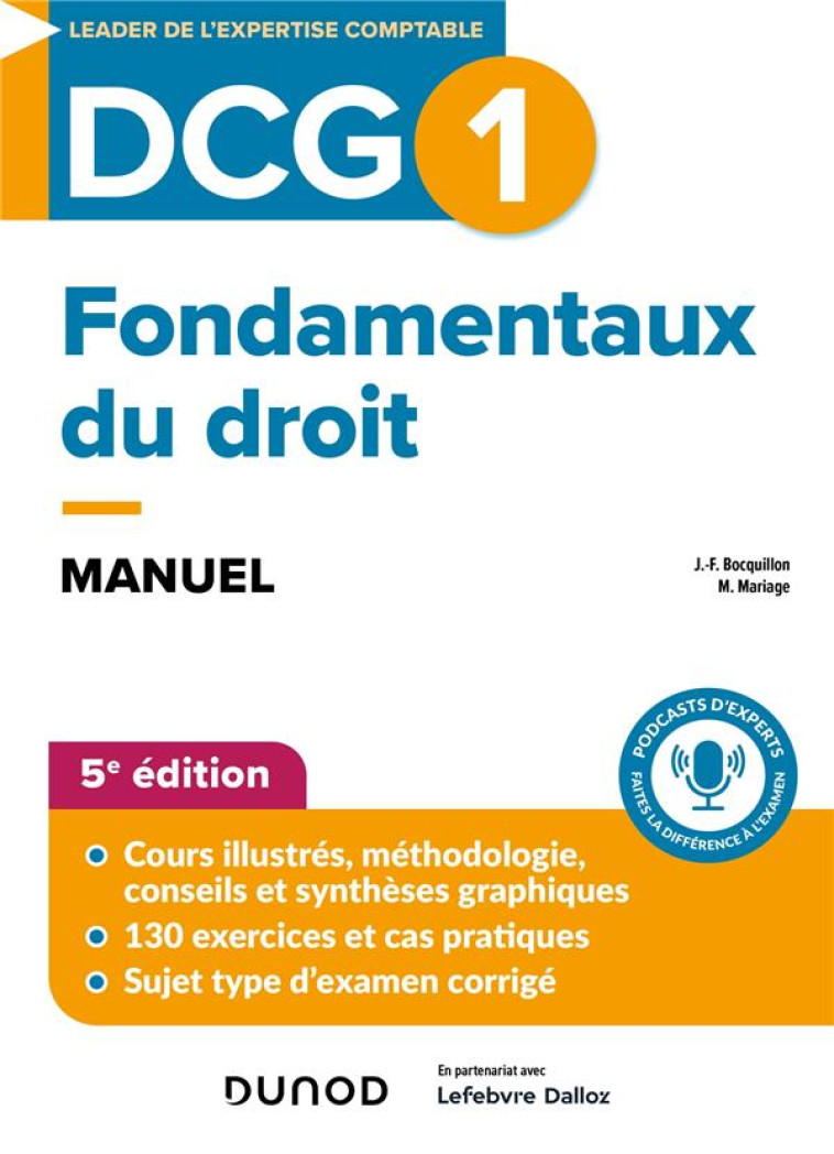 DCG 1 : FONDAMENTAUX DU DROIT  -  MANUEL (EDITION 2024/2025) - BOCQUILLON/MARIAGE - DUNOD