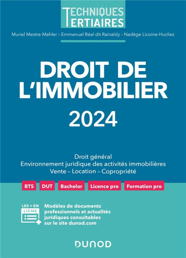 DROIT DE L'IMMOBILIER (EDITION 2024) - MESTRE MAHLER - DUNOD