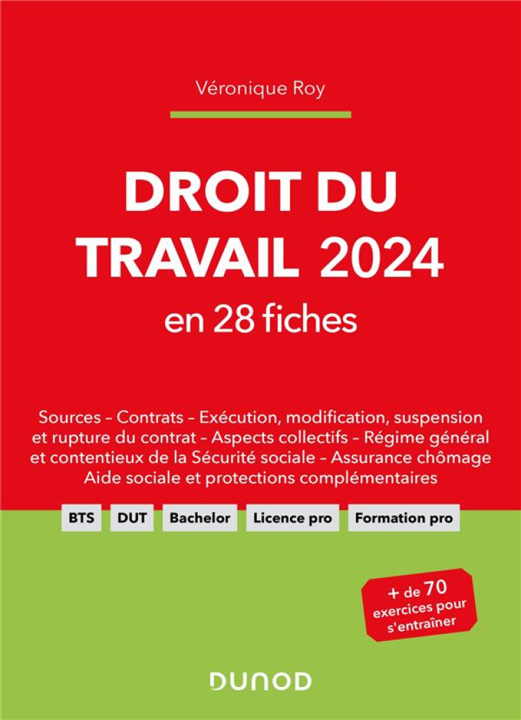 DROIT DU TRAVAIL EN 28 FICHES (EDITION 2024) - ROY VERONIQUE - DUNOD