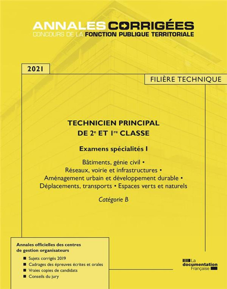 TECHNICIEN PRINCIPAL DE 1RE ET 2E CLASSE  -  EXAMENS SPECIALITE I - CENTRE INTERDEPARTEM - ECOLE DU LOUVRE