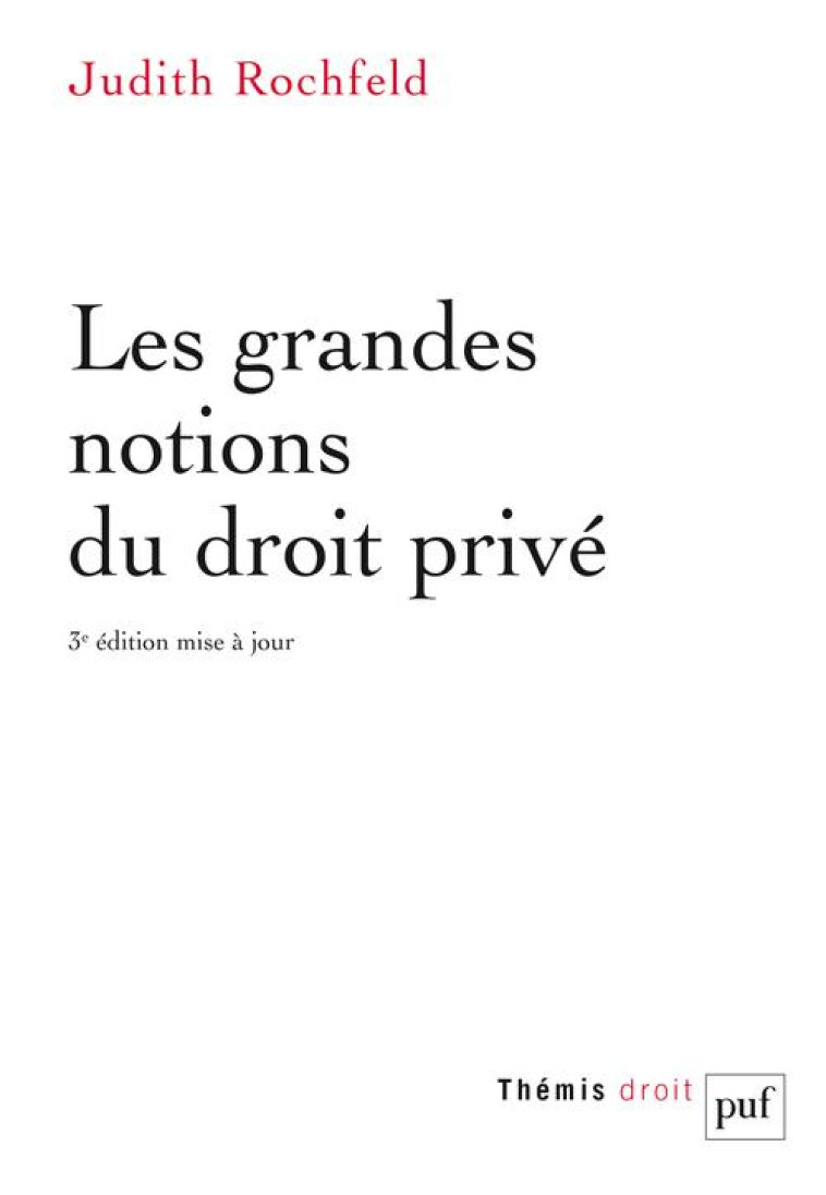 LES GRANDES NOTIONS DU DROIT PRIVE - ROCHFELD JUDITH - PUF