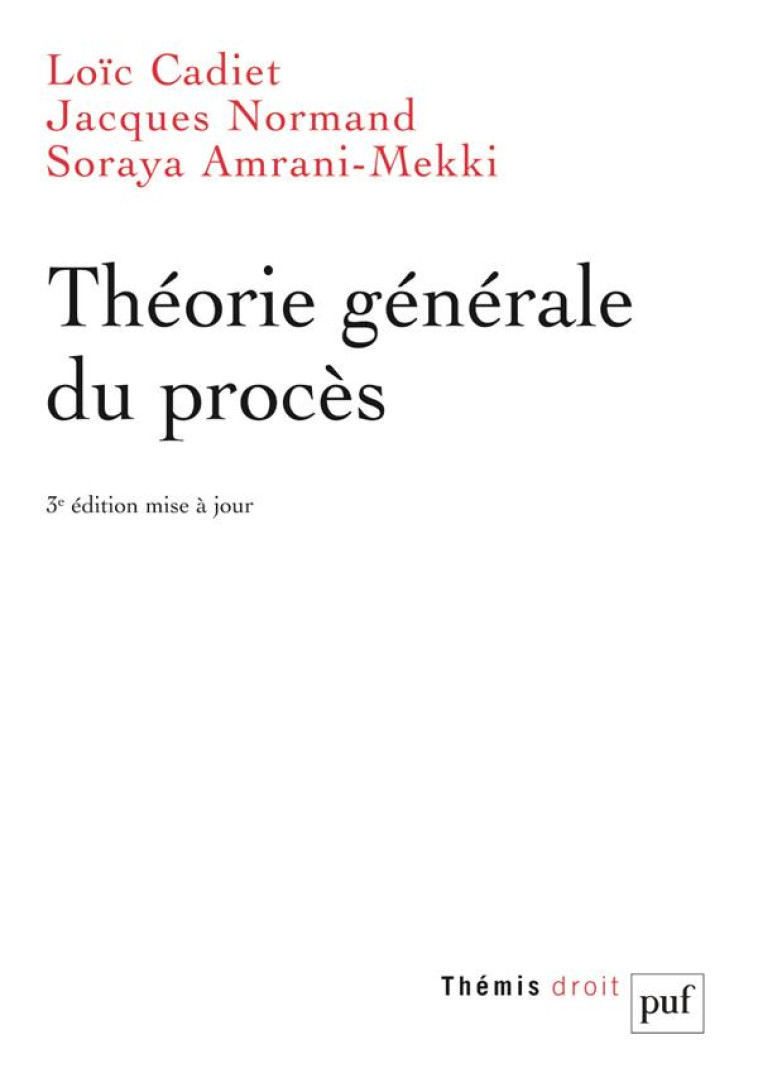 THEORIE GENERALE DU PROCES - CADIET/NORMAND - PUF