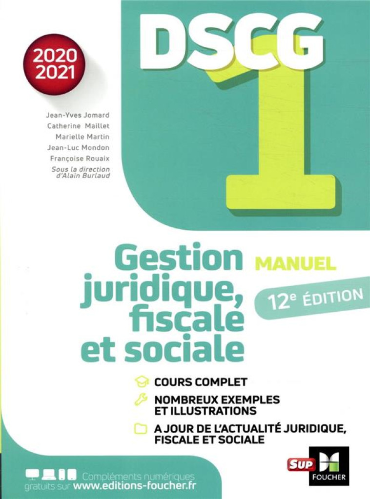 DSCG 1 - MANUEL ET APPLICATIONS - MILLESIME 2020-2021 (EDITION 2020/2021) - BURLAUD/JOMARD - FOUCHER