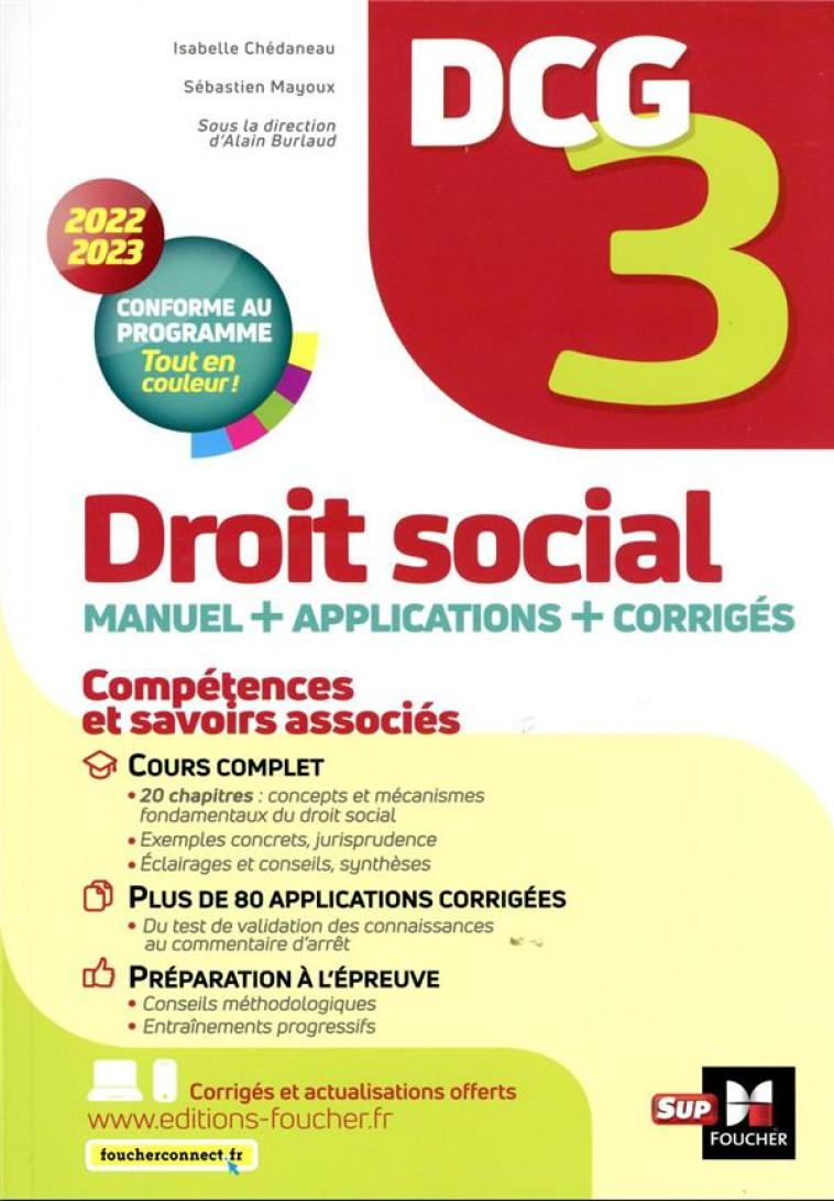 DCG 3 - DROIT SOCIAL - MANUEL ET APPLICATIONS - MILLESIME 2022-2023 - CHEDANEAU/MAYOUX - FOUCHER