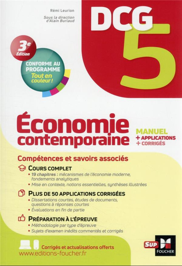 DCG 5 : ECONOMIE CONTEMPORAINE  -  MANUEL + APPLICATIONS + CORRIGES (EDITION 2022) - LEURION/BURLAUD - FOUCHER