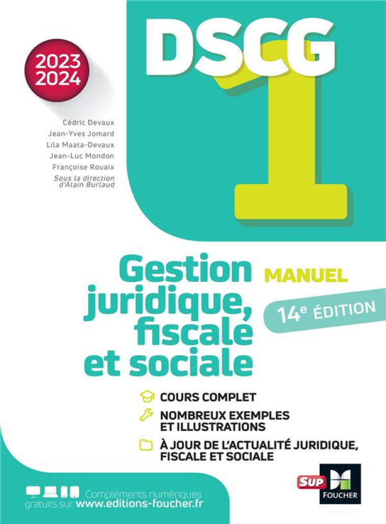 DSCG 1 : GESTION JURIDIQUE, SOCIALE ET FISCALE  -  MANUEL (EDITION 2023/2024) - BURLAUD/DEVAUX - FOUCHER