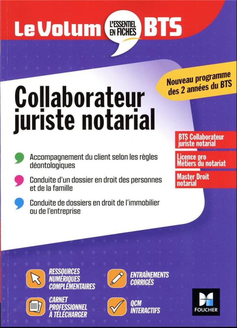 LE VOLUM' : COLLABORATEUR JURISTE NOTARIAL  -  BTS - BOUZOUINA - FOUCHER