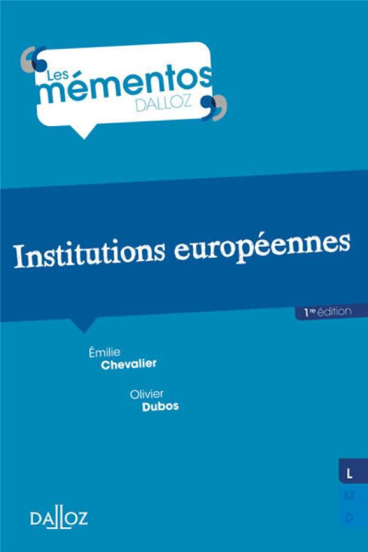 INSTITUTIONS EUROPEENNES - DUBOS OLIVIER - DALLOZ