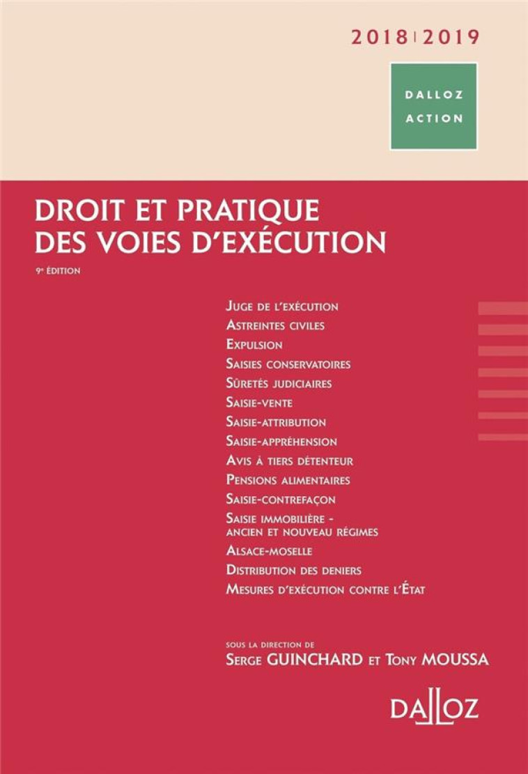 DROIT ET PRATIQUE DES VOIES D'EXECUTION 2018/2019 - ARBELLOT/BLOCH/DUMAS - DALLOZ