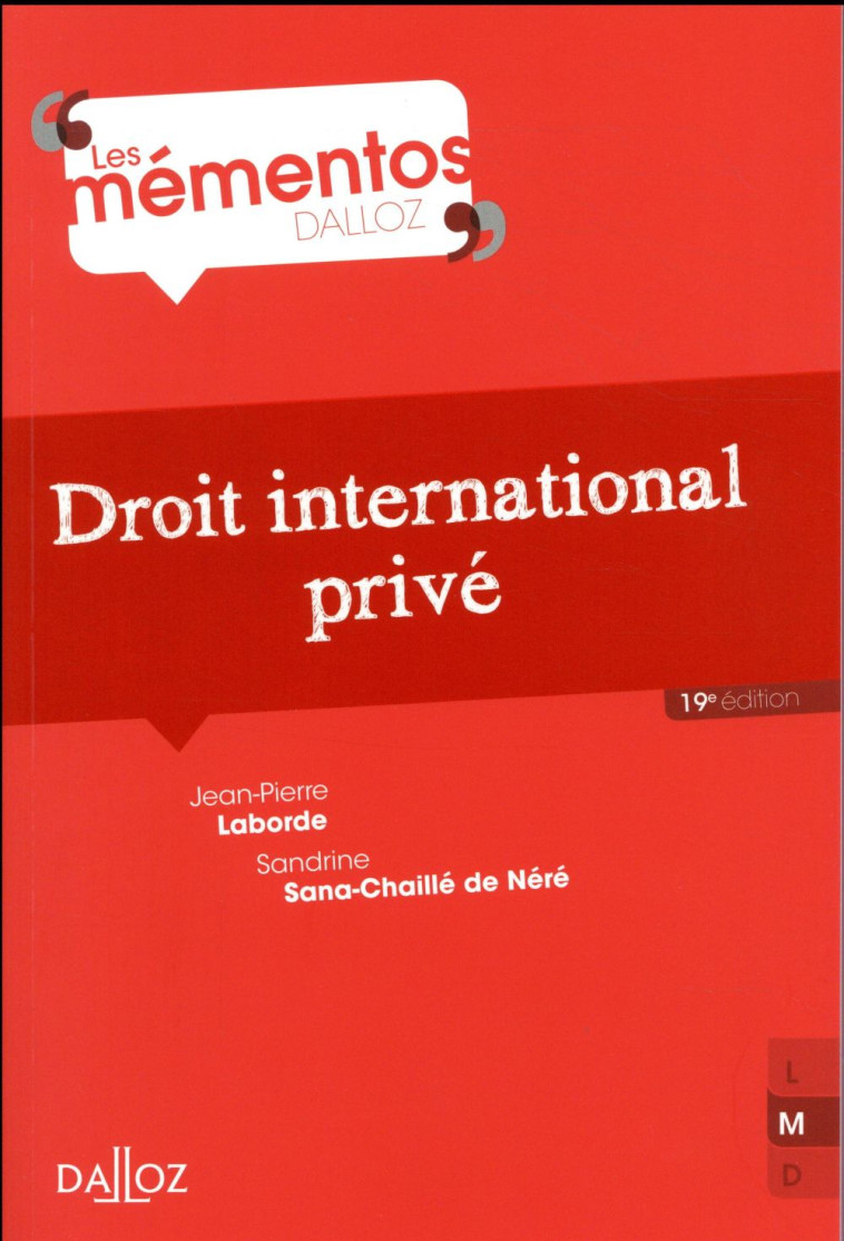 DROIT INTERNATIONAL PRIVE (19E EDITION) - LABORDE - DALLOZ