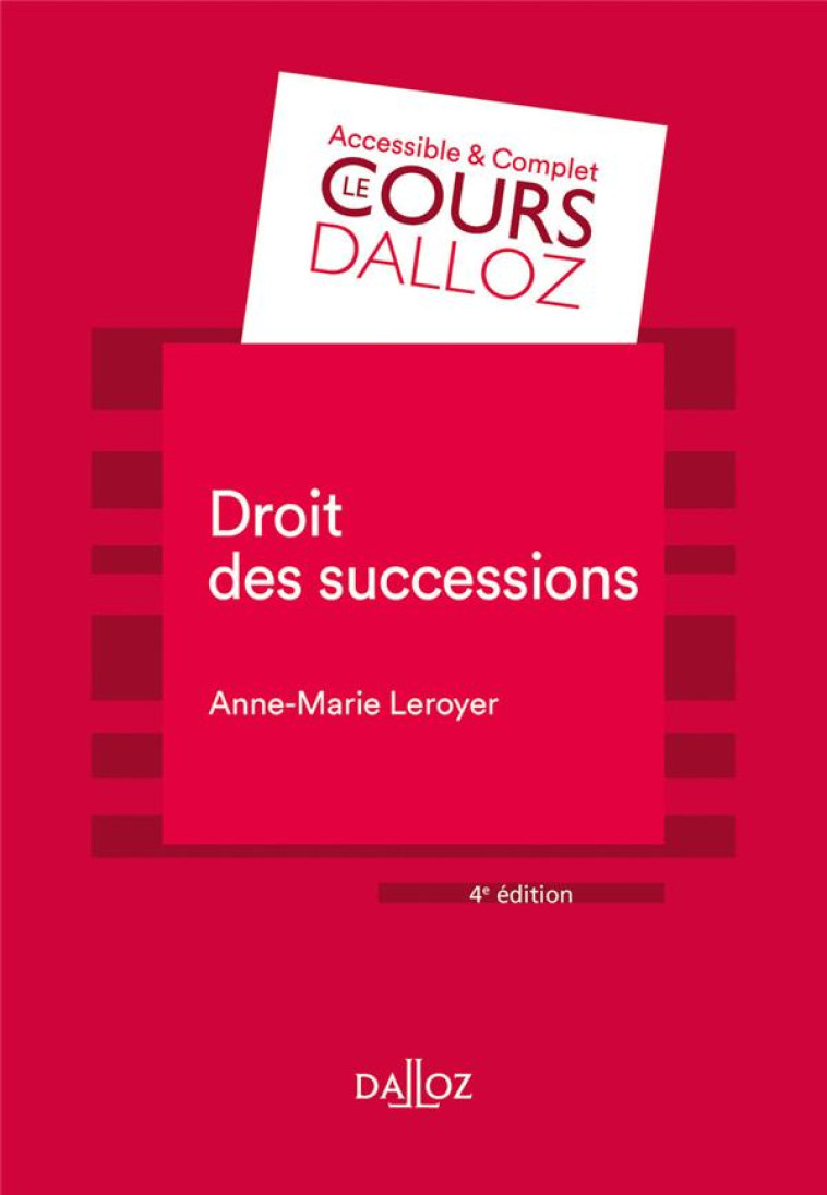 DROIT DES SUCCESSIONS - LEROYER ANNE-MARIE - DALLOZ