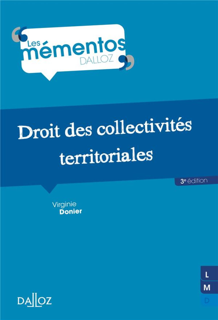 DROIT DES COLLECTIVITES TERRITORIALES - DONIER VIRGINIE - DALLOZ