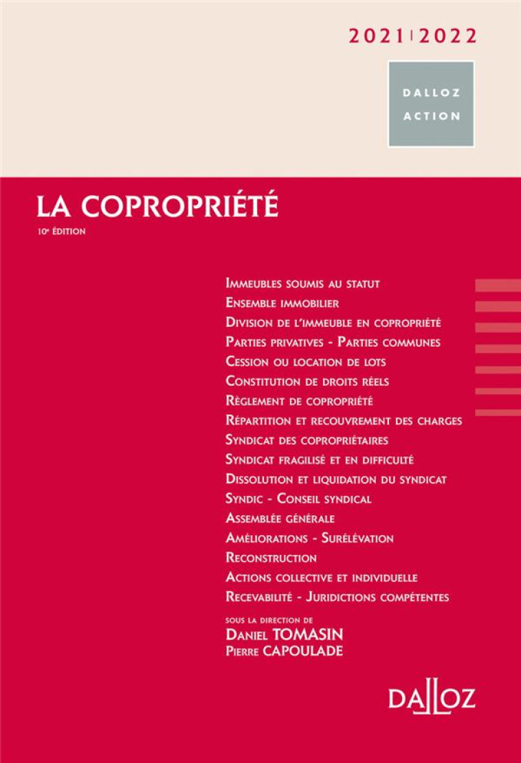 LA COPROPRIETE (EDITION 2021/2022) - DANIEL/BAYARD-JAMMES - DALLOZ