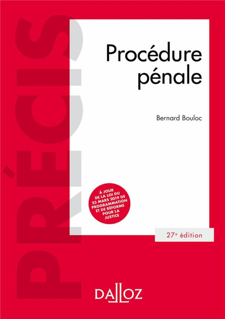 PROCEDURE PENALE - BOULOC BERNARD - DALLOZ