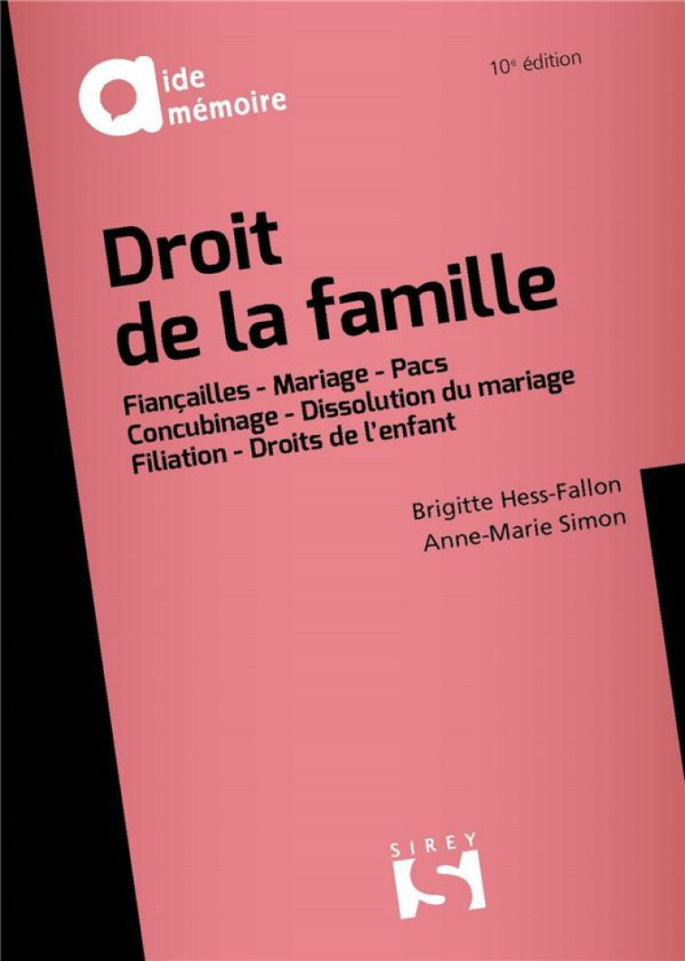 DROIT DE LA FAMILLE (10E EDITION) - HESS-FALLON/SIMON - DALLOZ